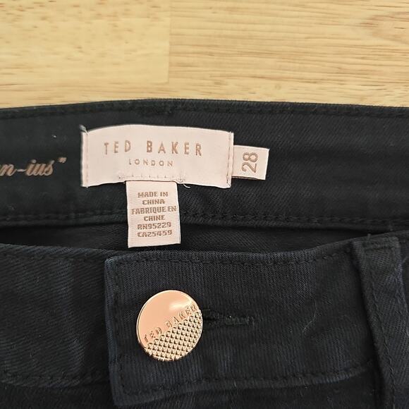 Ted Baker Womens Black Skinny Jeans Size 28 Wax Coated Ombre Dip Dye Biker Edgy - Picture 3 of 10